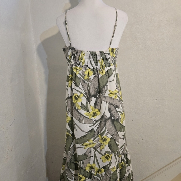 Banana Republic Green and Yellow Floral Midi Dress Size 8 - Picture 4 of 6